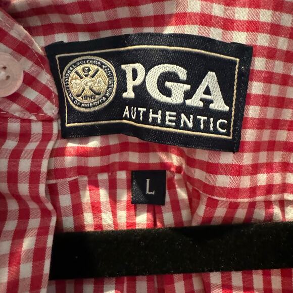PGA Authentic Preppy Red Gingham Button Down Shirt | Men's Size L - Picture 7 of 12